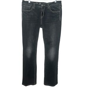 L.A. Idol Size 13 Black Heavy Stitch Straight Leg Jeans
